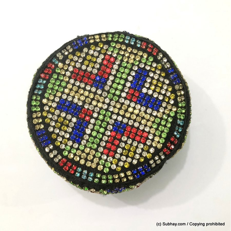 Multi Color Round Full Sindhi Nagina /  Zircon Cap or Topi MKC-560